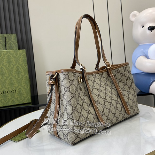 Gucci專櫃古馳最新款購物袋GG圖案條紋織大號肩背包 jh1996型號：815214